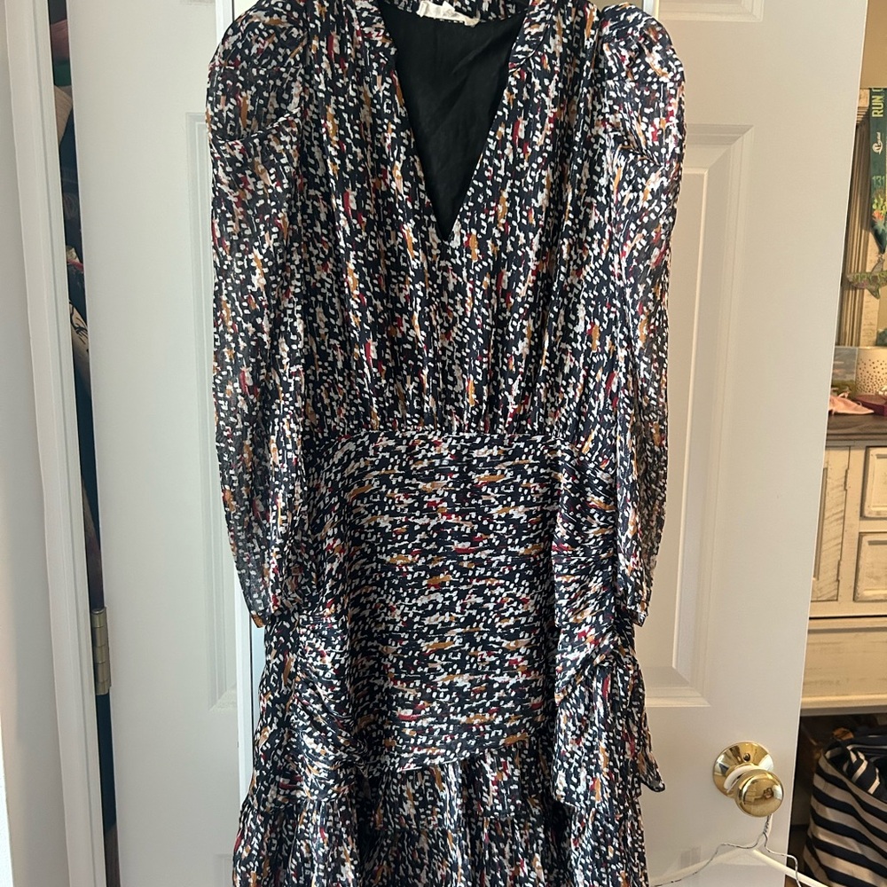 SUNCOO Black Fit and Flare Long Sleeve Dress